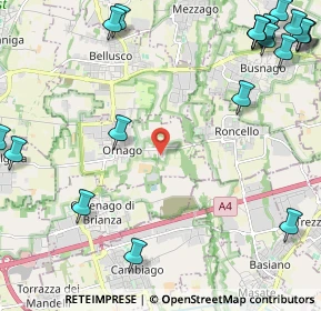 Mappa Via Sanatorio, 20876 Ornago MB, Italia (3.3555)