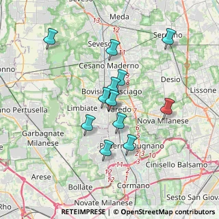 Mappa Via Trento e Trieste, 20814 Varedo MB, Italia (3.10333)