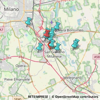 Mappa Via Gaetano Donizetti, 20098 San Giuliano Milanese MI, Italia (2.45833)