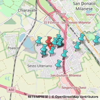Mappa Via del Tecchione, 20098 Area Industriale MI, Italia (0.59278)