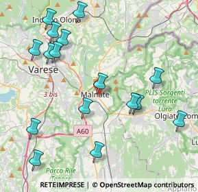 Mappa Via Galileo Ferraris, 21046 Malnate VA, Italia (4.77438)