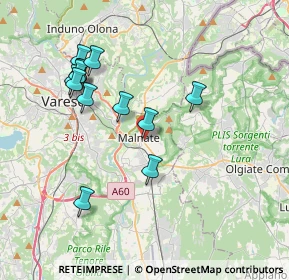 Mappa Via Galileo Ferraris, 21046 Malnate VA, Italia (3.73077)