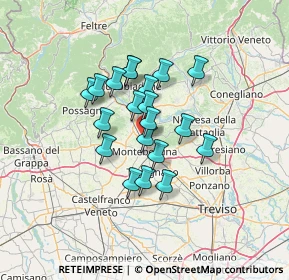 Mappa Via Brigata Reggio, 31044 Montebelluna TV, Italia (9.7615)
