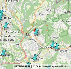 Mappa Vicolo Ronchi, 21046 Malnate VA, Italia (3.345)