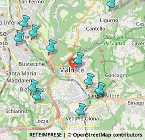 Mappa Via Bruno Giordano, 21046 Malnate VA, Italia (2.32667)
