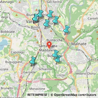 Mappa Via Jacopino da Tradate, 21100 Varese VA, Italia (2.135)