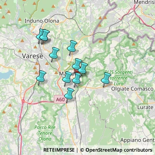 Mappa Via Montello, 21046 Malnate VA, Italia (3.03917)
