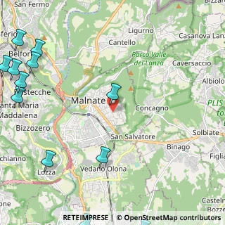 Mappa Via Montello, 21046 Malnate VA, Italia (3.65923)