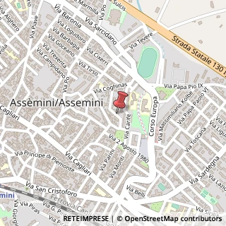Mappa Via Temo, 27, 09032 Assemini CA, Italia, 09032 Assemini, Cagliari (Sardegna)
