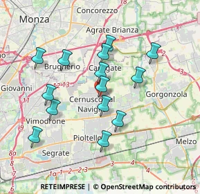 Mappa Via Vittorio Veneto, 20063 Cernusco sul Naviglio MI, Italia (3.36214)