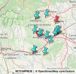 Mappa Via O. M. Pagani, 36071 Arzignano VI, Italia (11.57056)