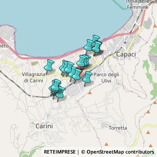 Mappa Via Archimede, 90044 Carini PA, Italia (1.2965)