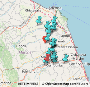 Mappa SP 361 Septempedana, 62010 Montefano MC, Italia (10.2525)
