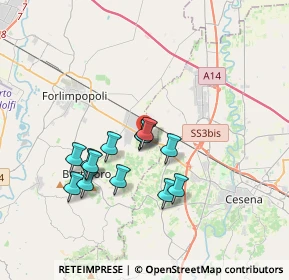Mappa Via Bologna, 47032 Capocolle FC, Italia (3.07615)