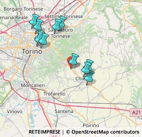 Mappa Via Chieri, 10025 Pino torinese TO, Italia (7.08636)