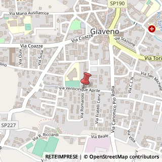 Mappa Via XXV Aprile, 20, 10094 Giaveno, Torino (Piemonte)