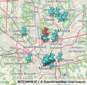 Mappa Via Pietro Mascagni, 20095 Cusano Milanino MI, Italia (6.95105)