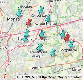 Mappa Via Vittorio Bachelet, 20061 Carugate MI, Italia (3.6575)