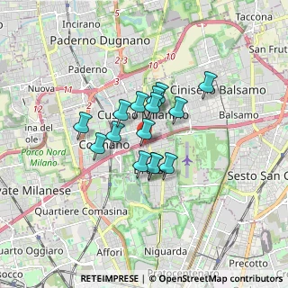 Mappa A4 Torino - Trieste, 20095 Cusano Milanino MI, Italia (1.11933)