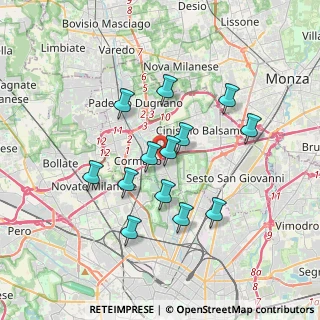 Mappa A4 Torino - Trieste, 20095 Cusano Milanino MI, Italia (3.14385)