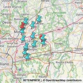 Mappa Via Luigi Einaudi, 20060 Pessano Con Bornago MI, Italia (6.91154)