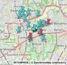 Mappa Via Ticino, 20095 Cusano Milanino MI, Italia (1.2585)
