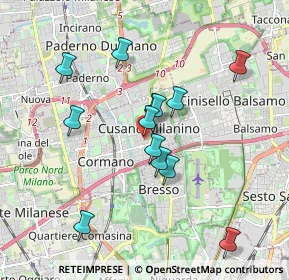 Mappa Via Ticino, 20095 Cusano Milanino MI, Italia (1.66846)