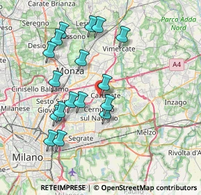 Mappa SP 121 Pobbiano - Cavenago, 20063 Cernusco sul Naviglio MI, Italia (7.41647)