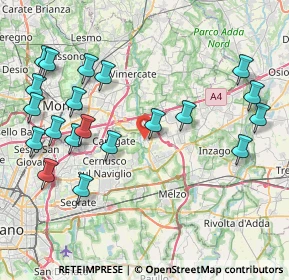 Mappa , 20060 Pessano Con Bornago MI, Italia (9.4475)