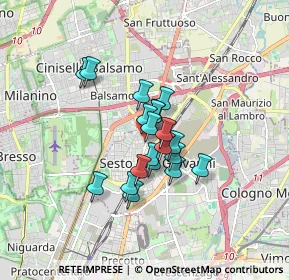 Mappa Carrefour Market Sesto Picardi Via F.LLI, 20099 Sesto San Giovanni MI, Italia (1.1075)