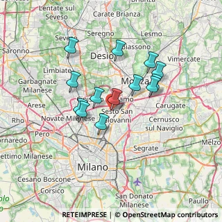 Mappa Via Timavo, 20099 Milano MI, Italia (5.81154)