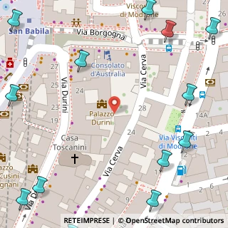 Mappa Via Cerva, 20121 Milano MI, Italia (0.1305)