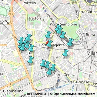 Mappa VIA CIMAROSA CO INGRESSO CORSO VERCELLI, 20123 Milano MI, Italia (0.918)