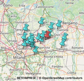 Mappa A4 Torino - Trieste, 20873 Cavenago di Brianza MB, Italia (9.4375)