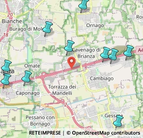 Mappa A4 Torino - Trieste, 20873 Cavenago di Brianza MB, Italia (2.96417)