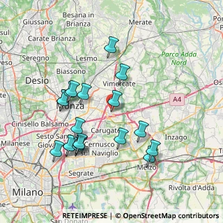 Mappa Via Giuseppe Verdi, 20864 Caponago MB, Italia (7.56737)