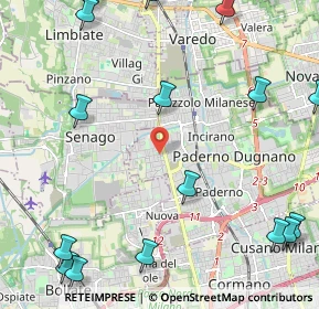 Mappa Via S. Giuseppe Benedetto Cottolengo, 20037 Paderno Dugnano MI, Italia (3.35105)