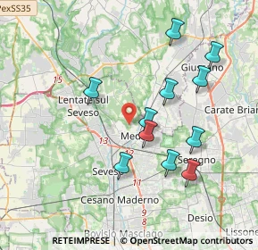 Mappa Via Fornaci, 20821 Meda MB, Italia (3.61273)