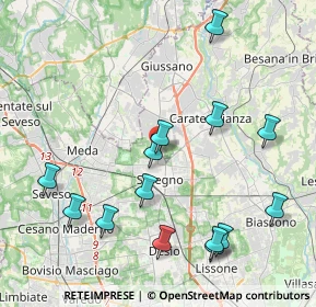Mappa Via Fratelli Cervi, 20831 Seregno MB, Italia (4.55286)