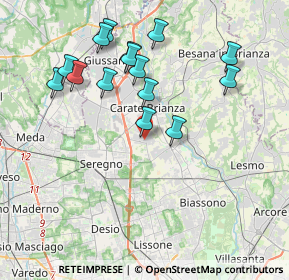 Mappa Via Lombardia, 20841 Carate Brianza MB, Italia (3.84933)