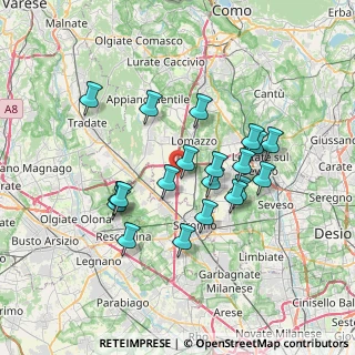 Mappa A9 Lainate - Chiasso, 22078 Turate CO, Italia (6.262)