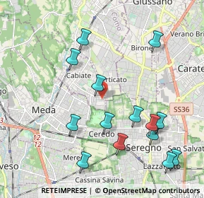 Mappa Via L. Einaudi, 22060 Cabiate CO, Italia (2.225)