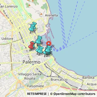Mappa Via Molo Sud, 90133 Palermo PA, Italia (1.35417)