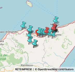 Mappa Via Giuseppe Garibaldi, 98060 Oliveri ME, Italia (10.9515)