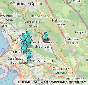 Mappa Via delle Docce, 34128 Trieste TS, Italia (1.63667)