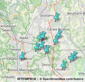 Mappa Via San Vitale, 20831 Seregno MB, Italia (3.45167)