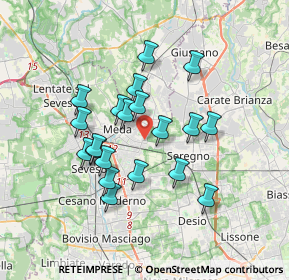 Mappa Via T. Edison, 20821 Meda MB, Italia (2.992)