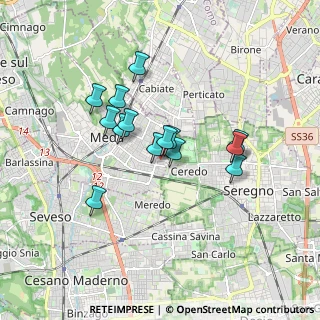 Mappa Via T. Edison, 20821 Meda MB, Italia (1.36071)