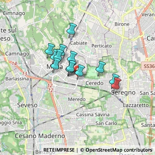 Mappa Via De Gasperi, 20821 Meda MB, Italia (1.25714)