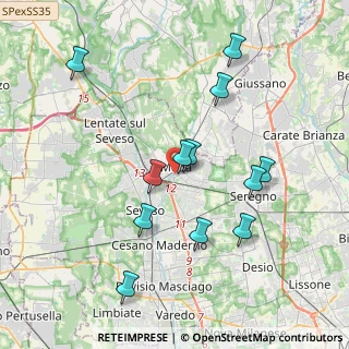 Mappa Via dei Cipressi, 20821 Meda MB, Italia (3.83667)